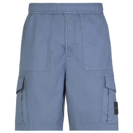 Stone Island Blue Cotton Stretch Cargo Shorts LFS SHOP